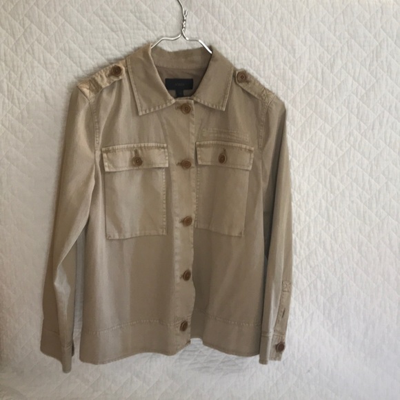J Crew Tan Khaki Jacket pleated back. Size XXS. - Picture 1 of 5